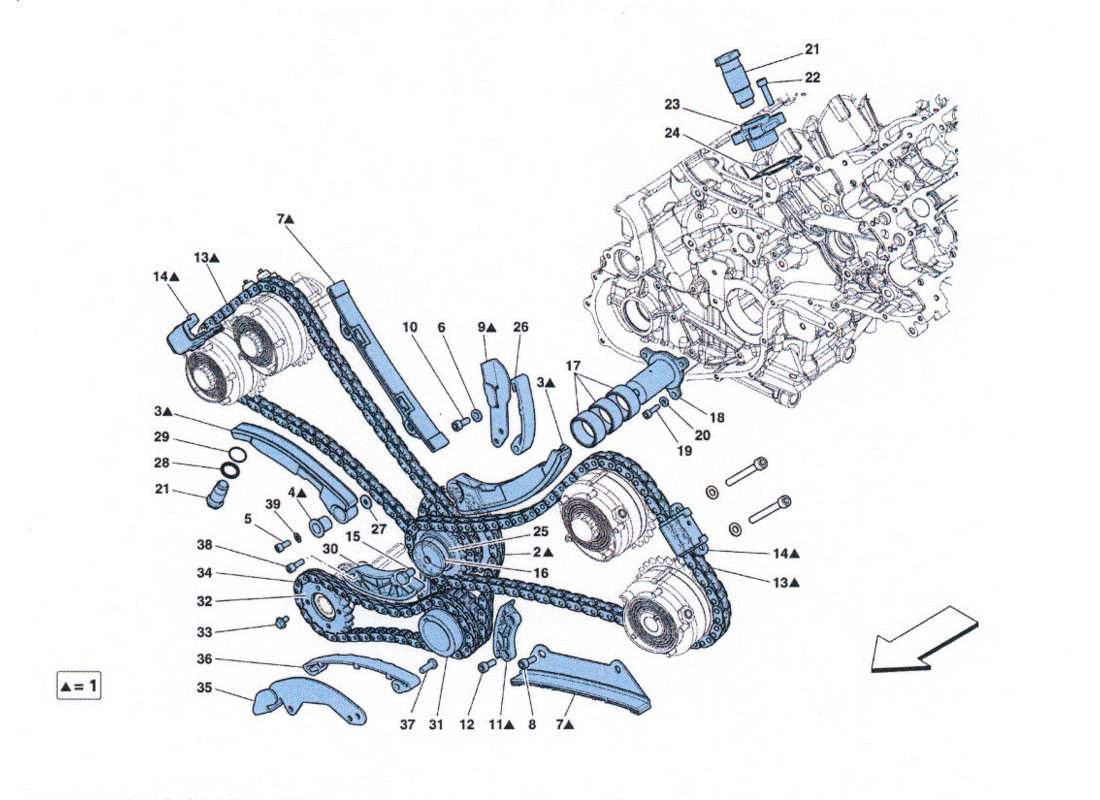 ferrari 458 challenge distribución - diagrama de piezas comandi