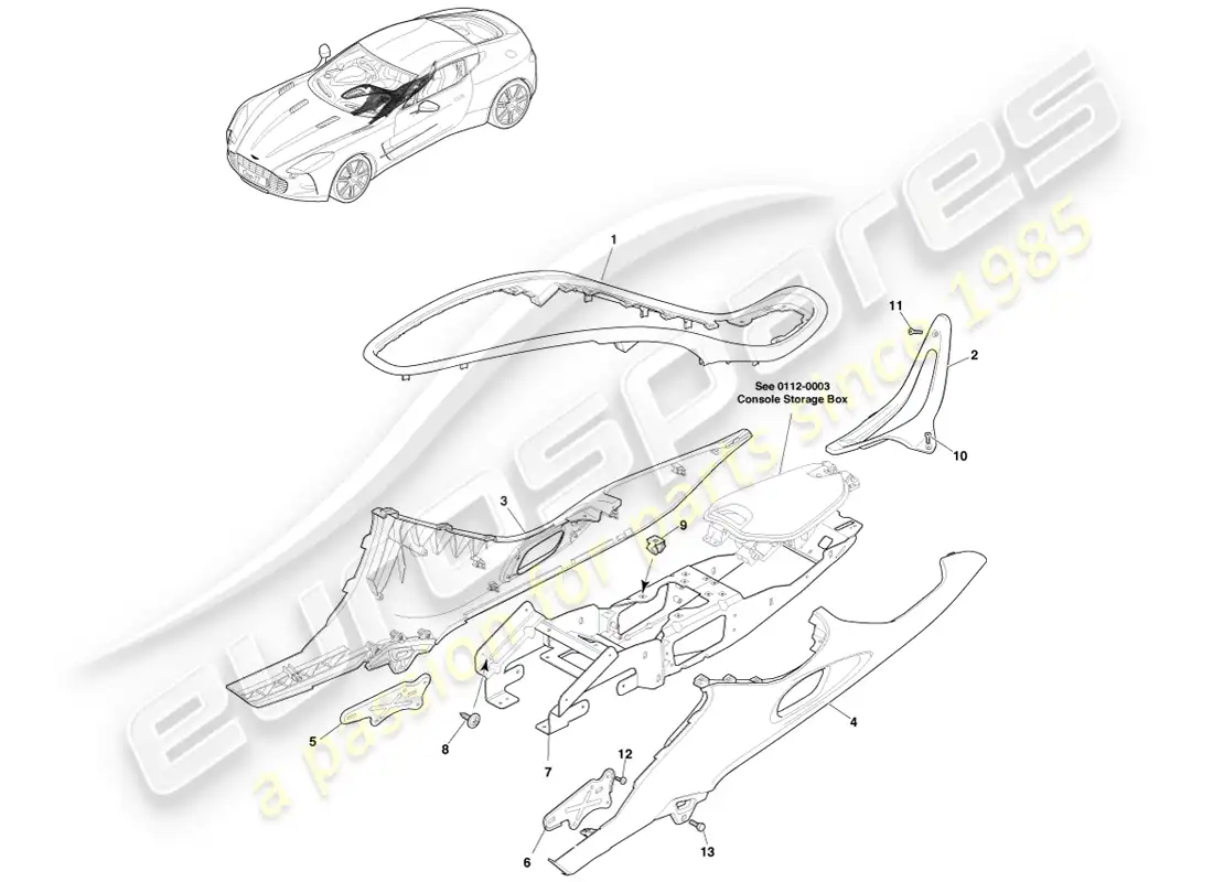 aston martin one-77 (2011) pila central diagrama de piezas