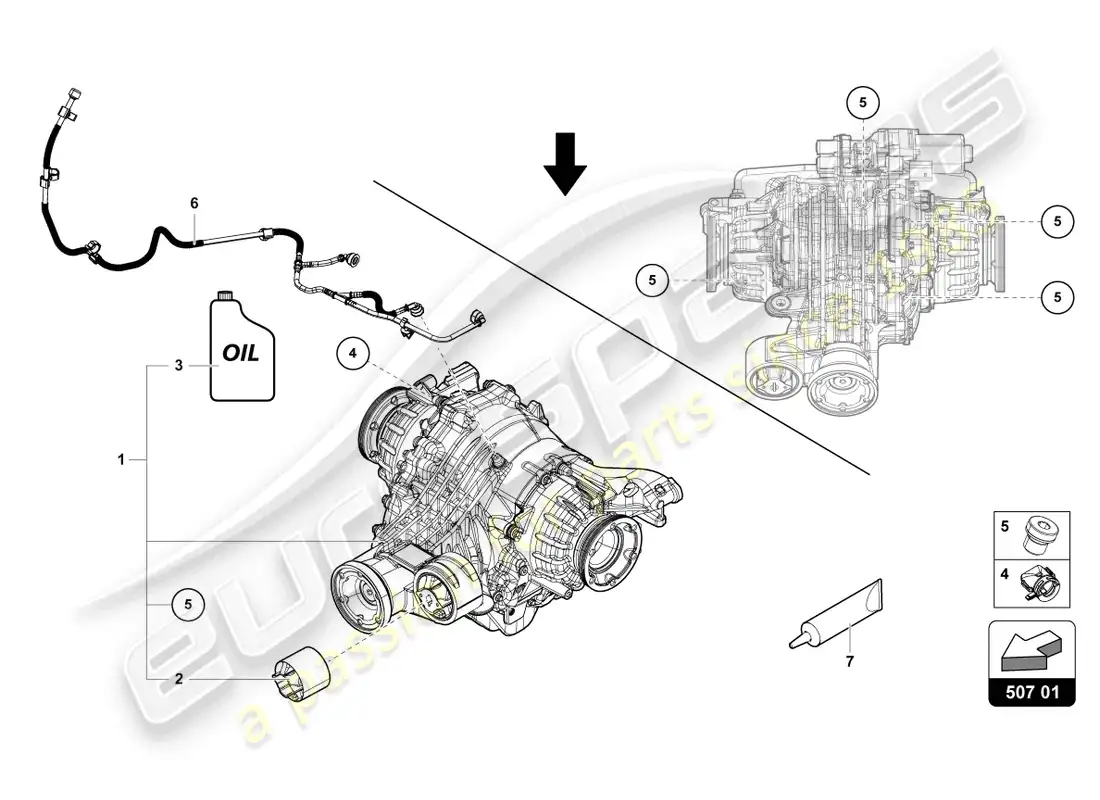 lamborghini urus (2022) diferencial trasero diagrama de piezas