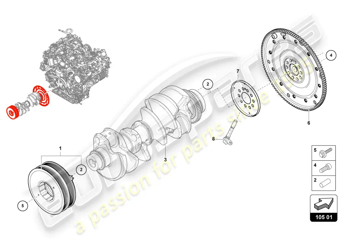 lamborghini urus performante (2023) flywheel diagrama de piezas