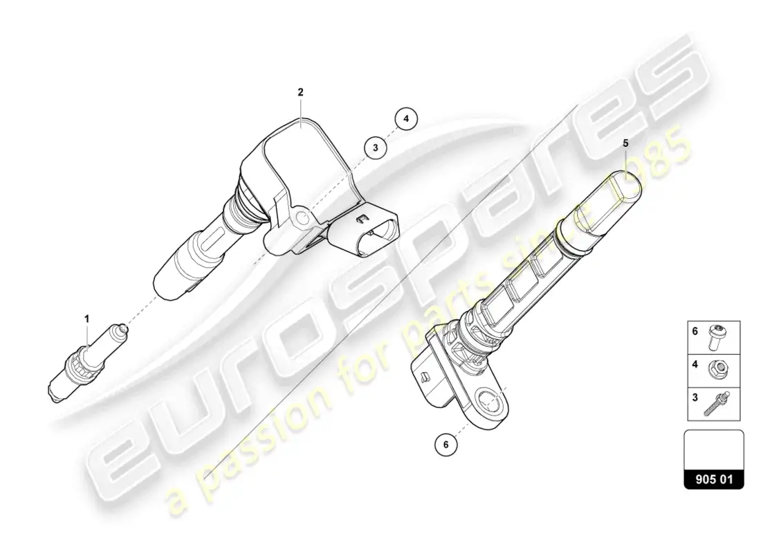 lamborghini urus (2022) bobina de encendido con conector de bujía diagrama de piezas
