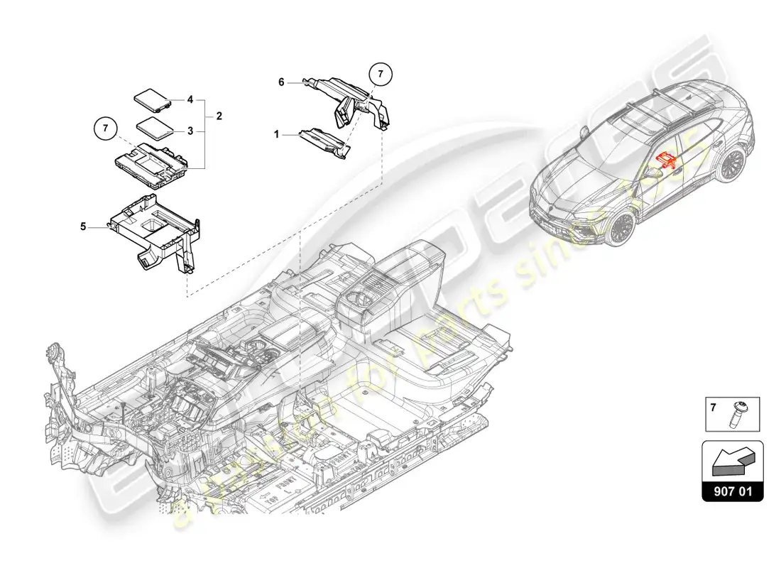 lamborghini urus (2022) diagnosis interface for data bus (gateway) diagrama de piezas