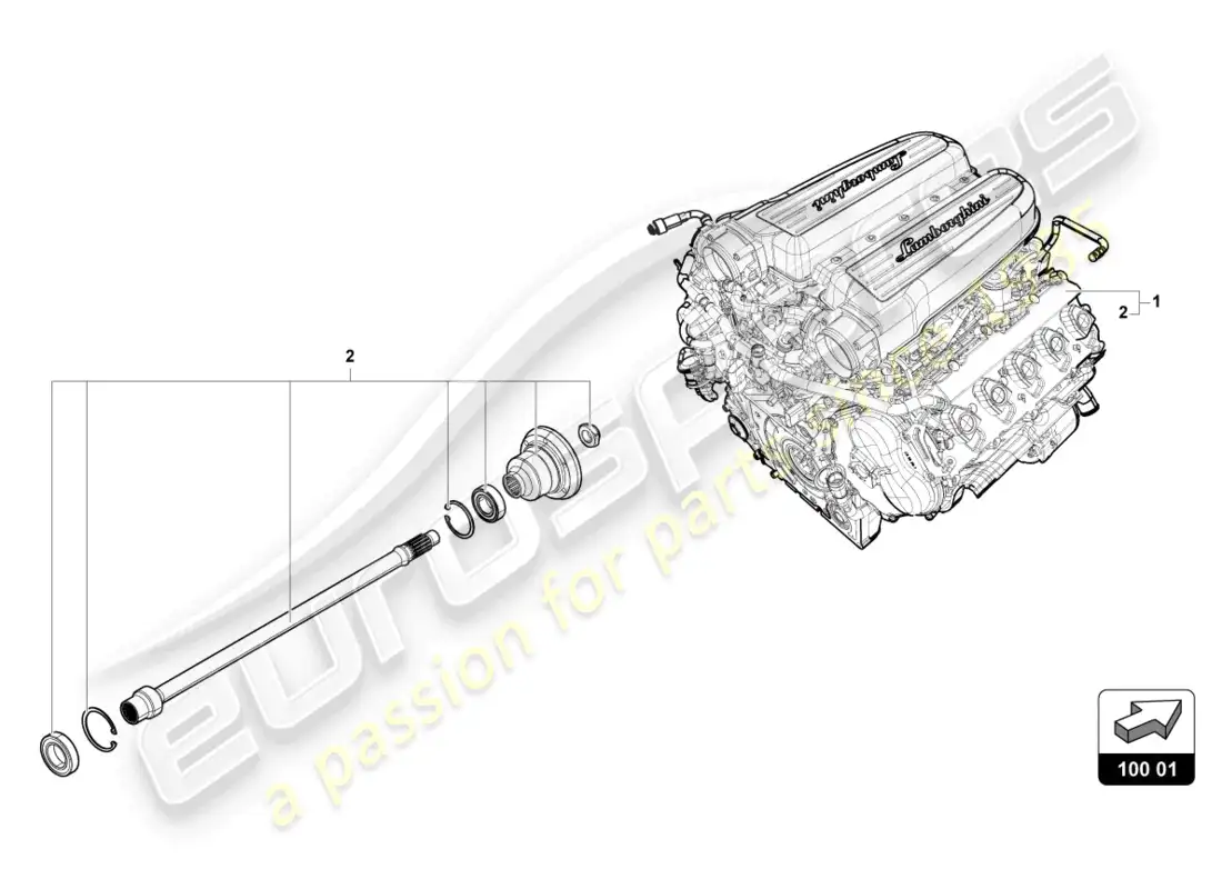 lamborghini evo spyder (2021) motor diagrama de piezas