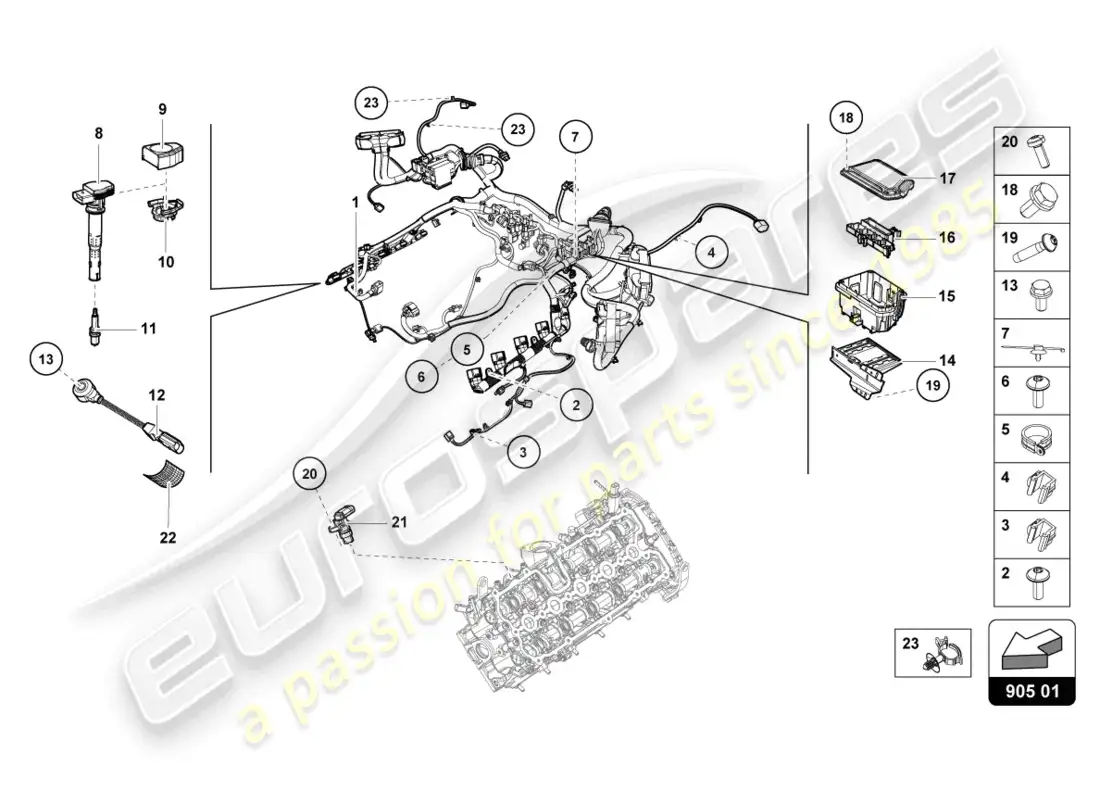 lamborghini tecnica (2024) sistema de encendido diagrama de piezas