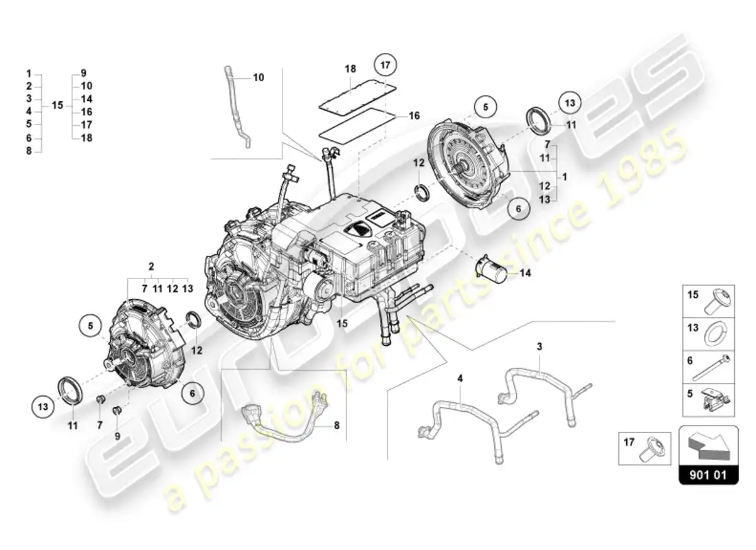 lamborghini revuelto coupe (2024) trazamiento eléctrico delantero diagrama de piezas