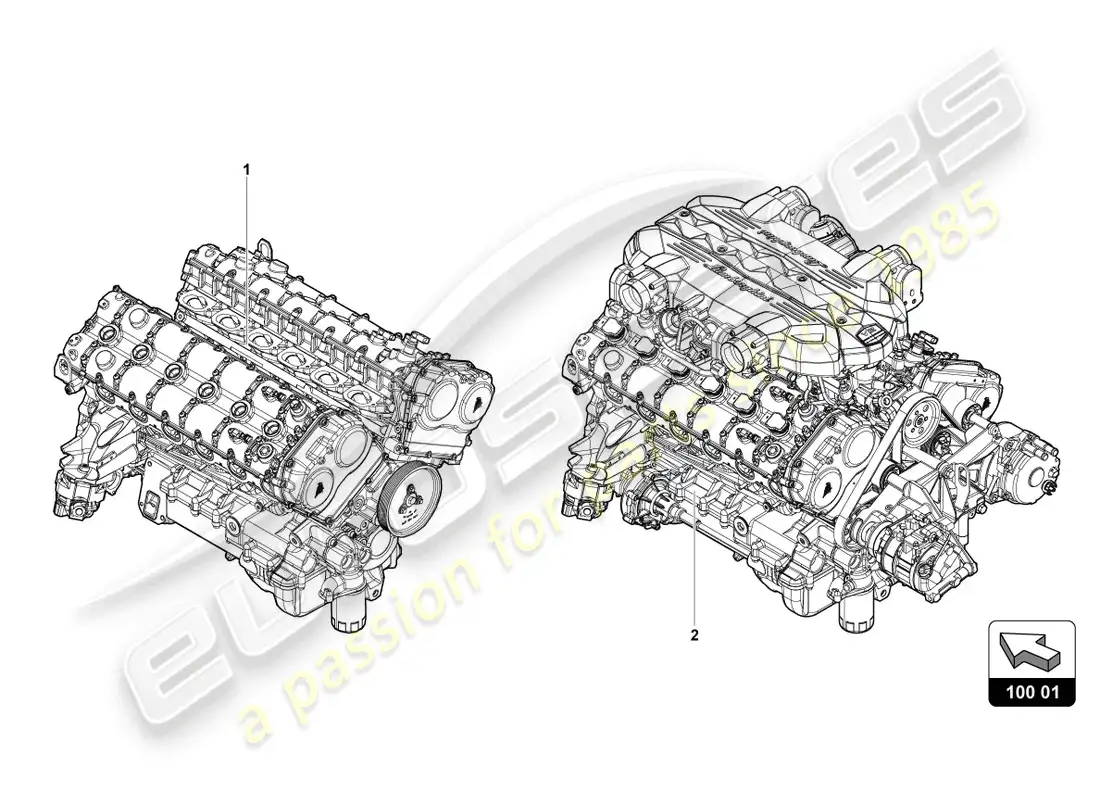 lamborghini countach lpi 800-4 (2022) motor diagrama de piezas