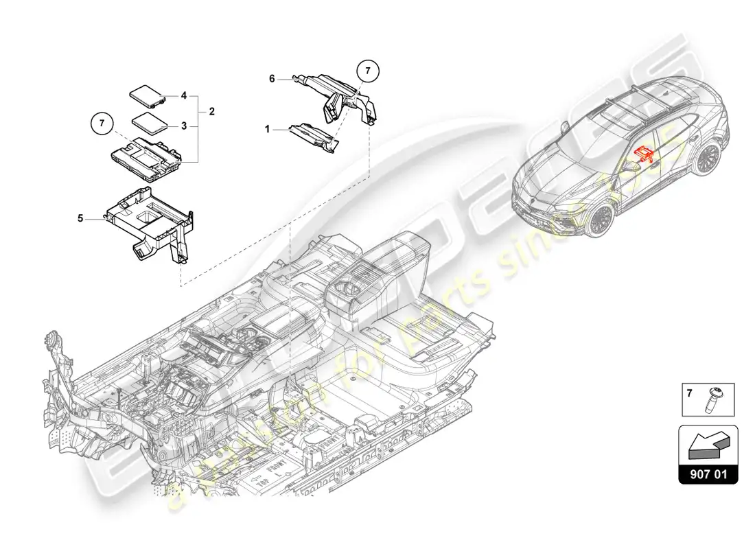 lamborghini urus (2021) diagnosis interface for data bus (gateway) diagrama de piezas
