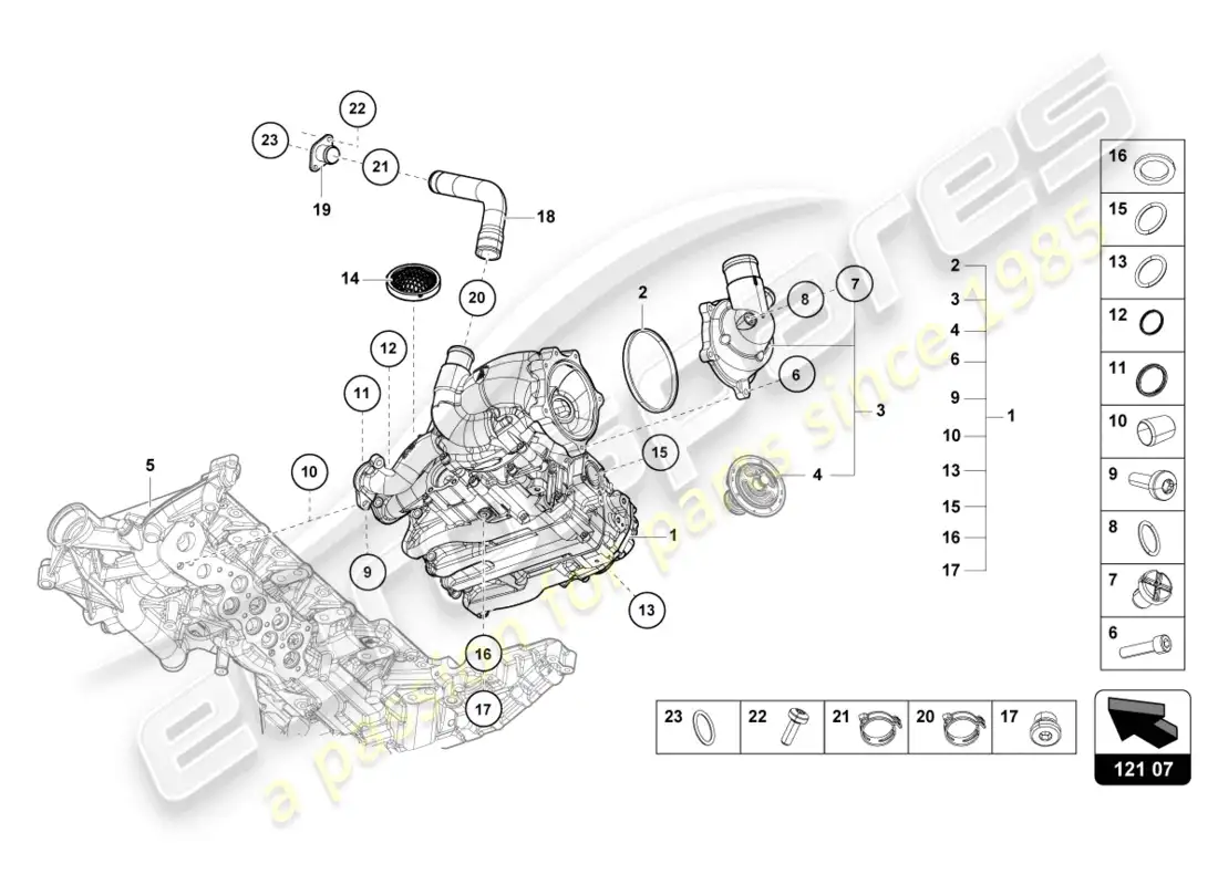 lamborghini tecnica (2024) bomba de aceite diagrama de piezas