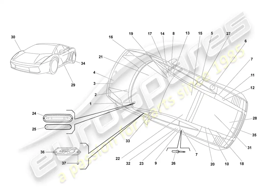 lamborghini lp570-4 sl (2011) placas tipo diagrama de piezas