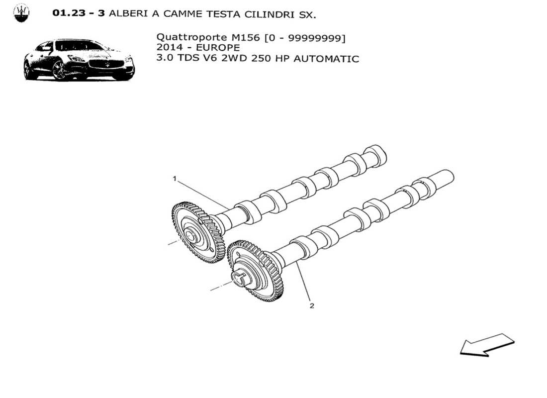 maserati qtp. v6 3.0 tds 250bhp 2014 diagrama de piezas de los árboles de levas de la culata izquierda