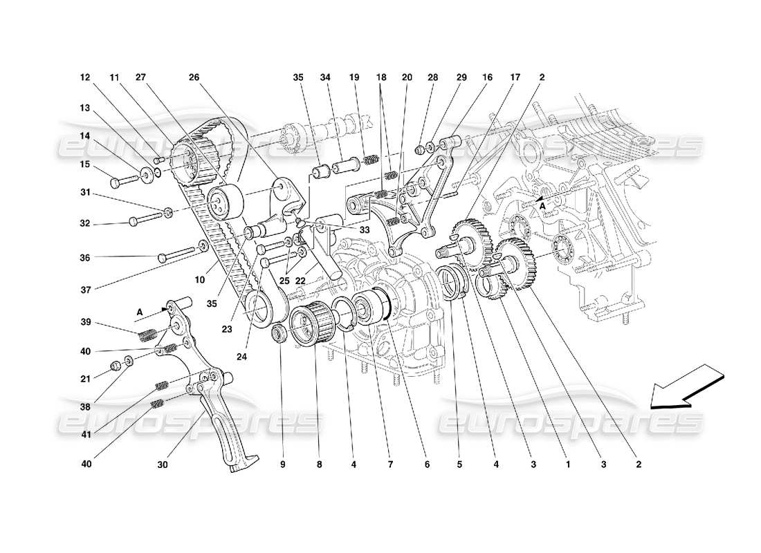 ferrari 355 (5.2 motronic) sincronización: diagrama de piezas de controles