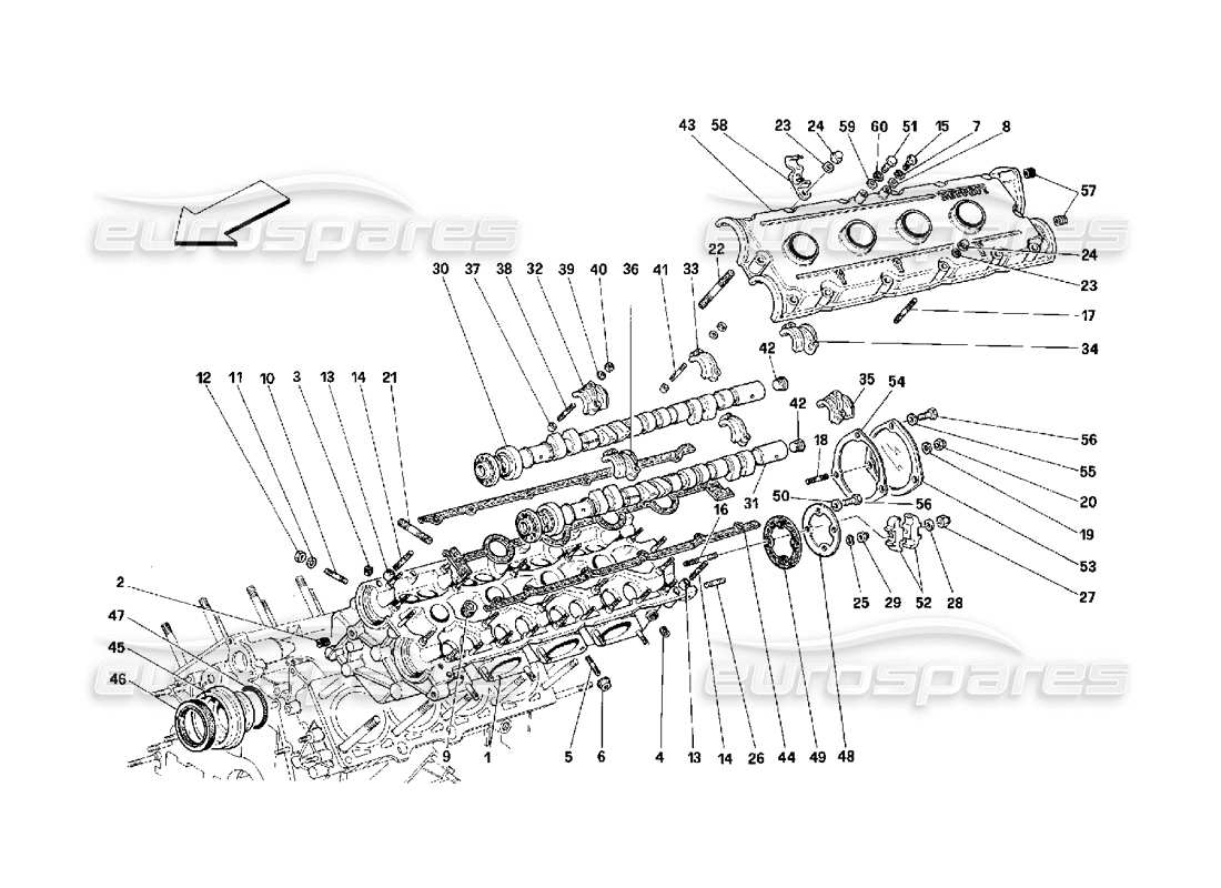 ferrari 348 (2.7 motronic) diagrama de piezas de la culata izquierda