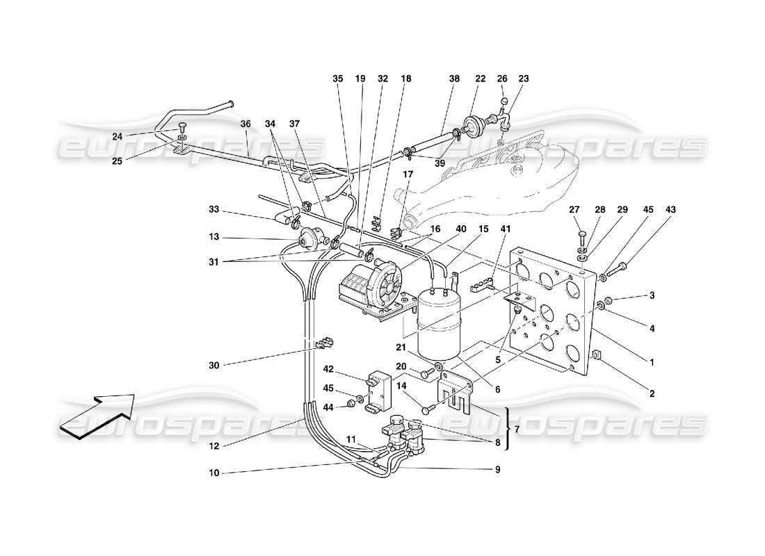 ferrari 355 (5.2 motronic) diagrama de piezas del dispositivo de inyección de aire