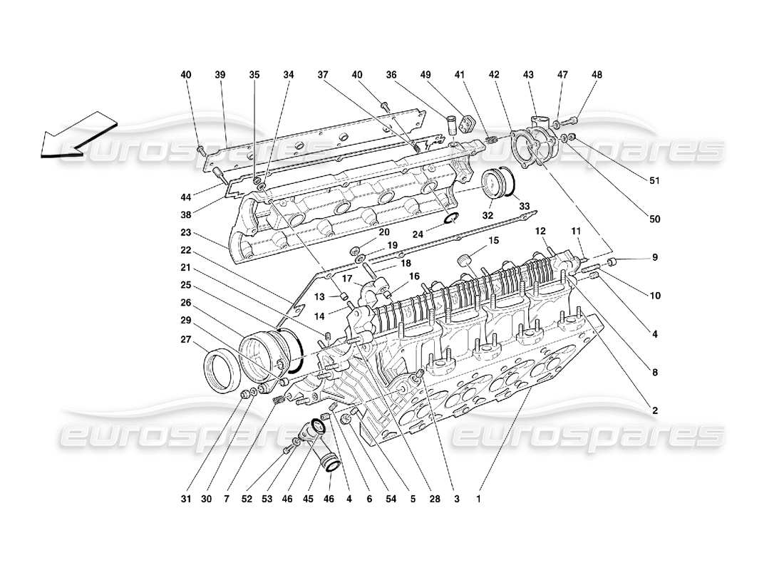 ferrari 355 (5.2 motronic) diagrama de piezas de la culata derecha