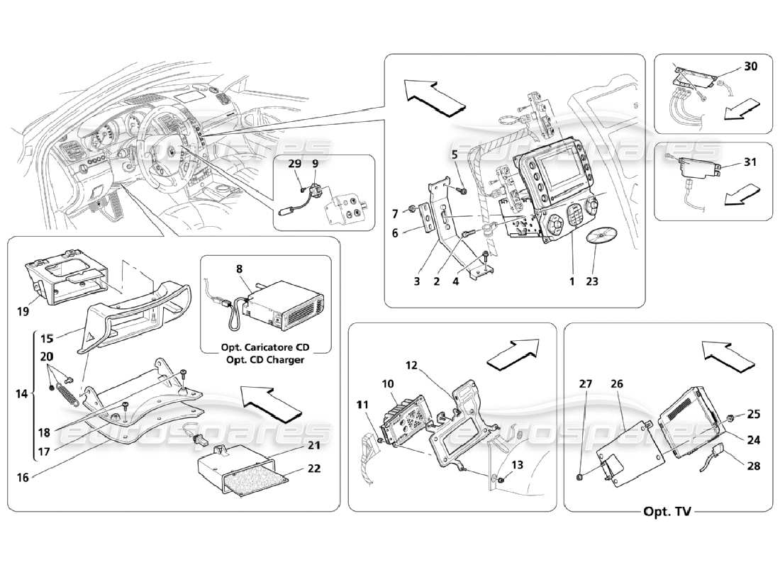 maserati qtp. (2006) 4.2 diagrama de piezas del sistema infotelemático (página 1-3)