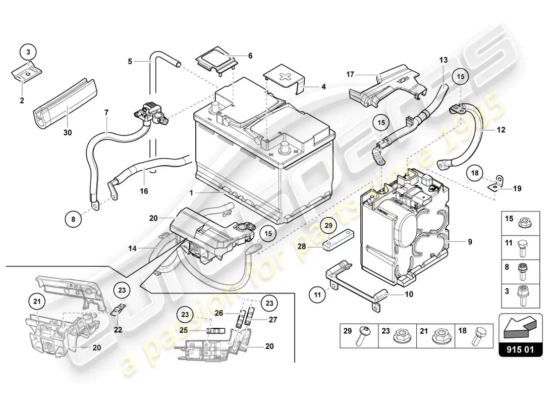 lamborghini countach lpi 800-4 (2022) batería diagrama de piezas