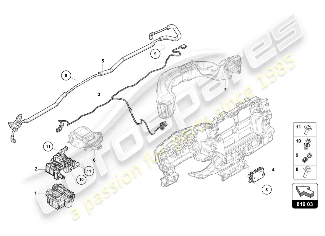 lamborghini urus performante (2023) dispensador de aroma diagrama de piezas