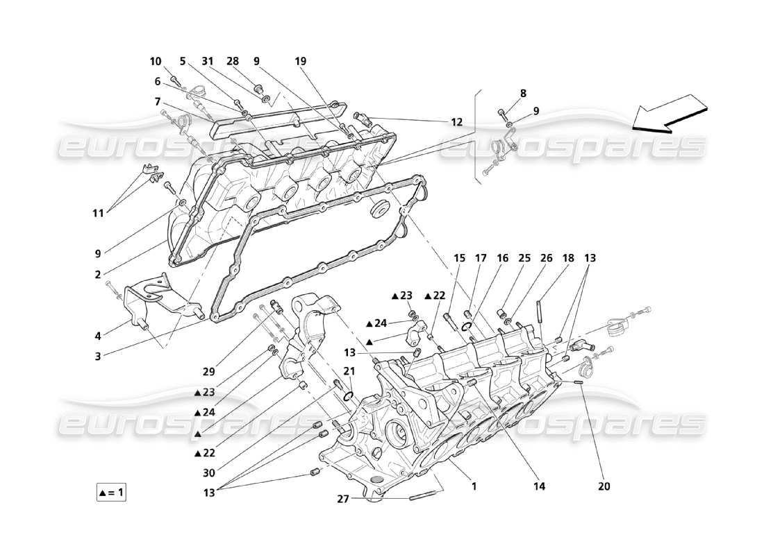 maserati qtp. (2003) 4.2 diagrama de piezas de la culata derecha