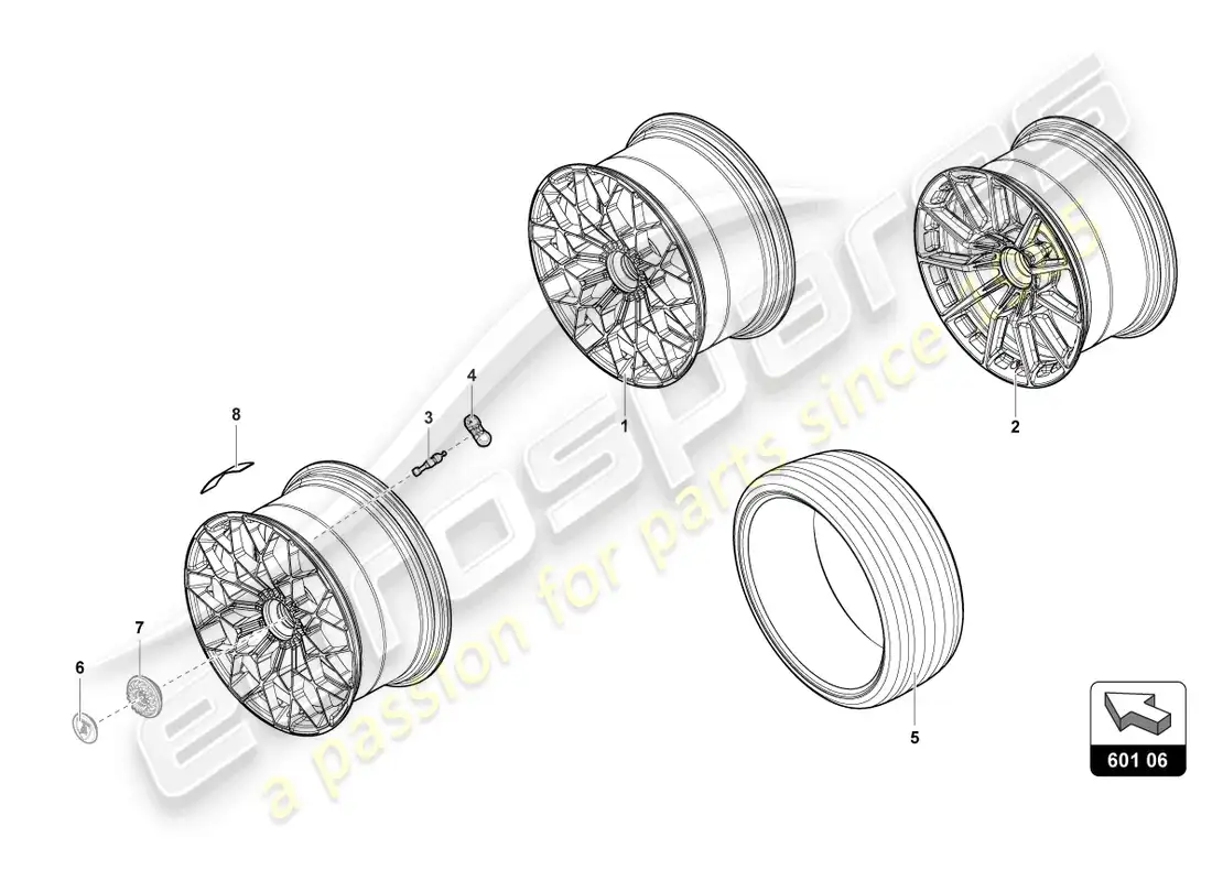 lamborghini sto (2022) ruedas/neumáticos trasero diagrama de piezas