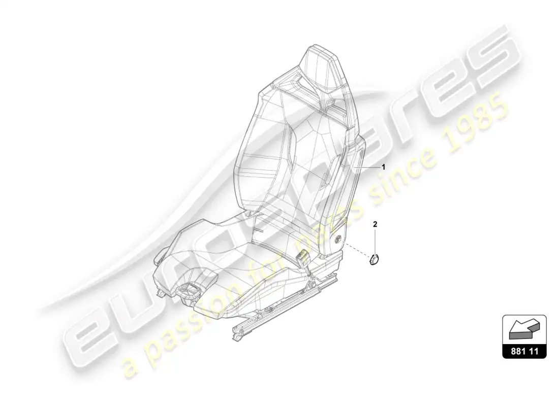 lamborghini evo coupe (2022) kit de reparación para asiento diagrama de piezas