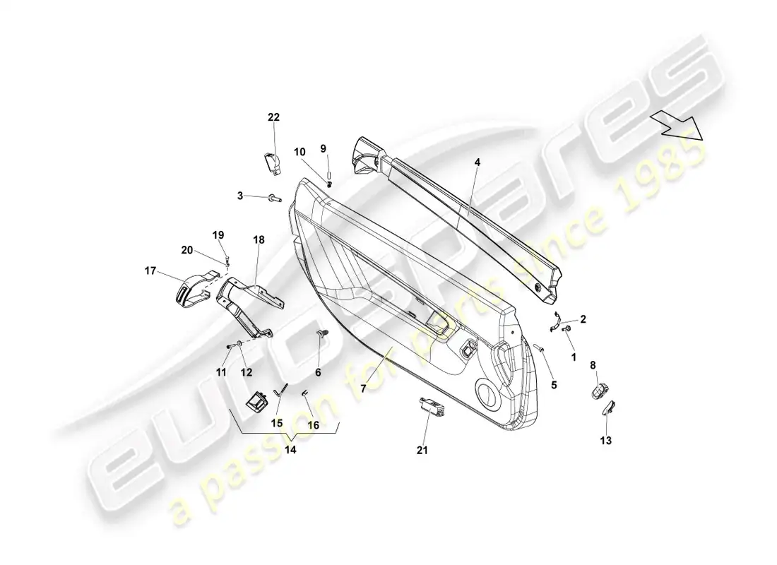 lamborghini lp570-4 spyder performante (2012) panel de la puerta diagrama de piezas