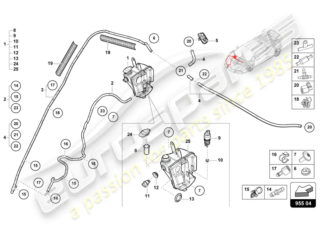 lamborghini sto (2024) sistema arandela diagrama de piezas