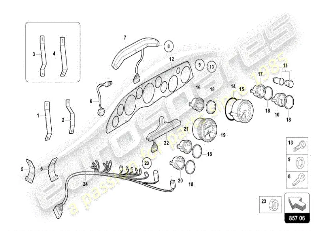lamborghini diablo vt (1999) instrumento combi diagrama de piezas