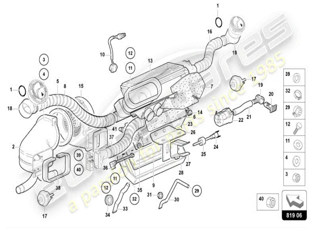 lamborghini diablo vt (1999) canal de guia aerea diagrama de piezas