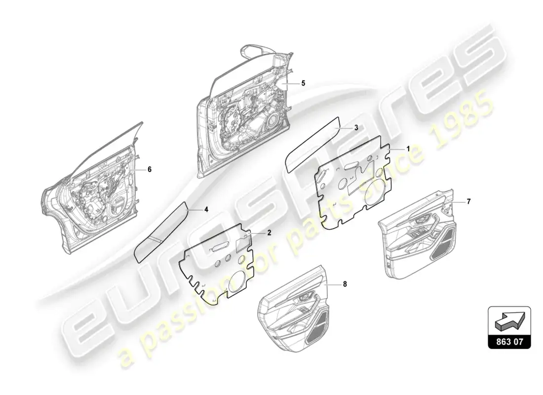 lamborghini urus s (2023) pieza absorbedora de sonido diagrama de piezas