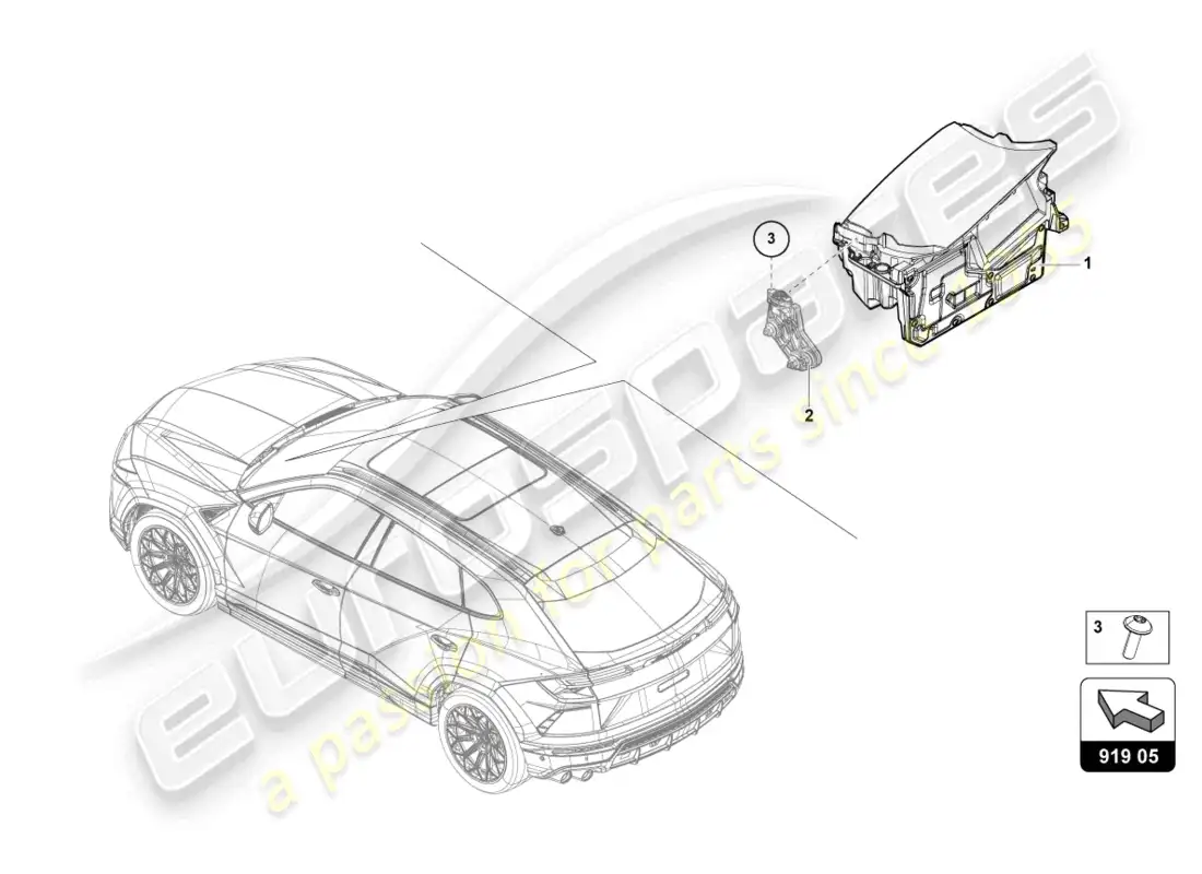 lamborghini urus s (2024) unidad de control para proyección de parabrisas (head-up-display) diagrama de piezas