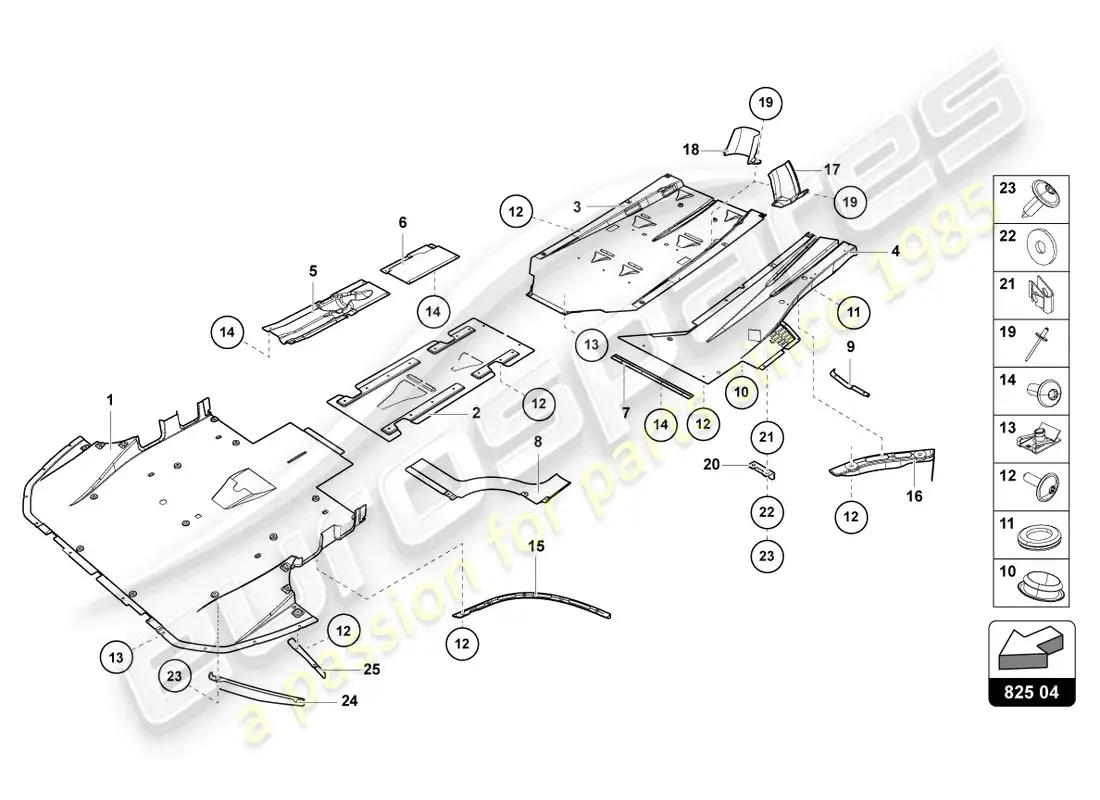 lamborghini sian roadster (2021) panel de adorno para la sección inferior del marco diagrama de piezas