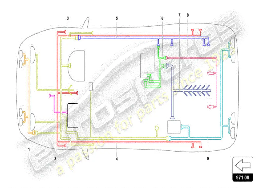 lamborghini diablo vt (1995) sistema eléctrico diagrama de piezas