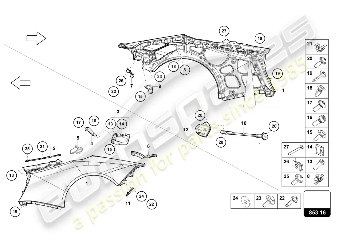 lamborghini tecnica (2023) ala diagrama de piezas