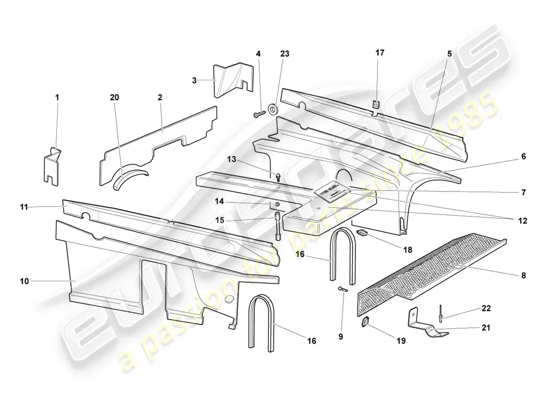lamborghini lp640 coupe (2010) absorbentes de sonido diagrama de piezas