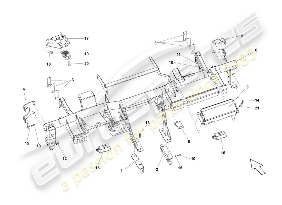 lamborghini lp550-2 spyder (2014) travesaño para el salpicadero diagrama de piezas