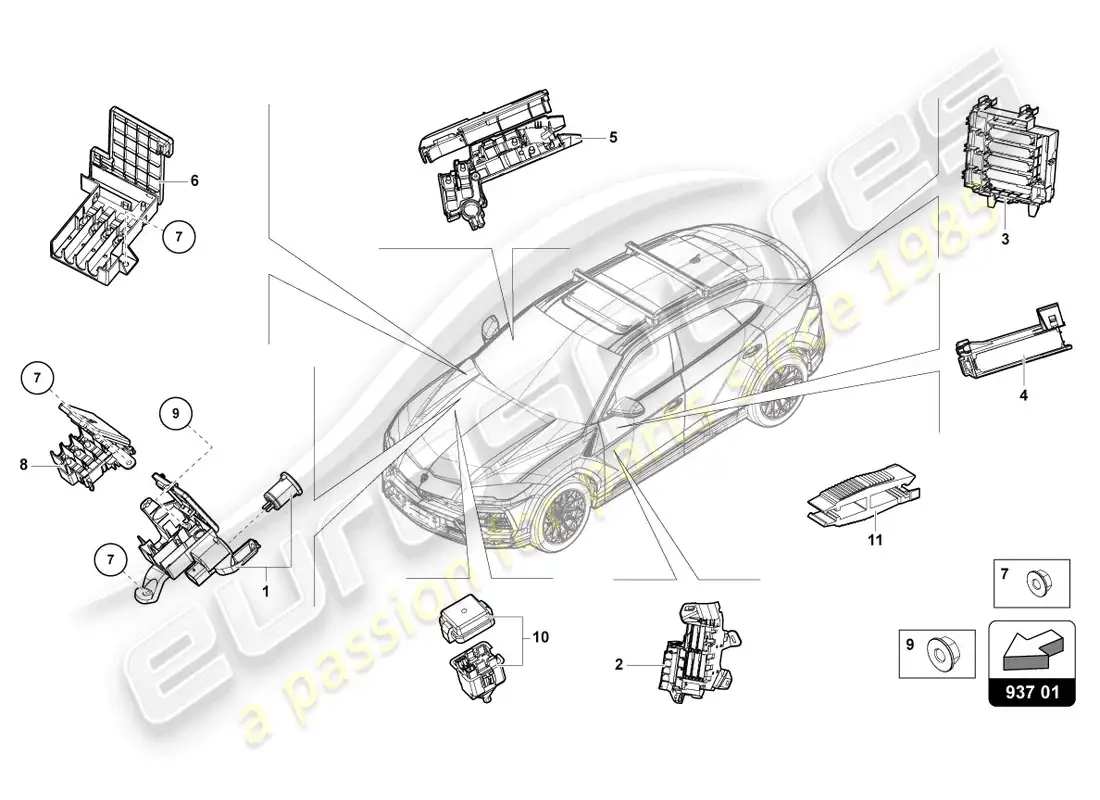 lamborghini urus s (2024) caja de fusibles diagrama de piezas