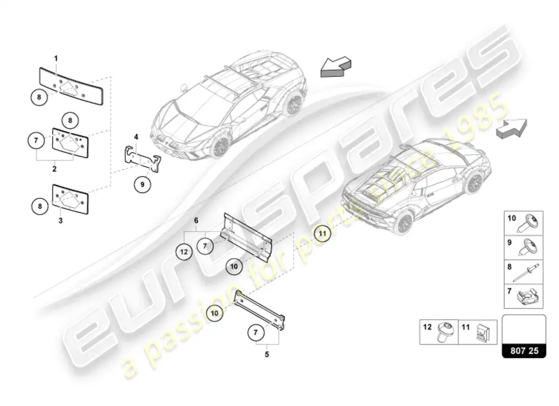 lamborghini sterrato (2024) porta matrícula diagrama de piezas
