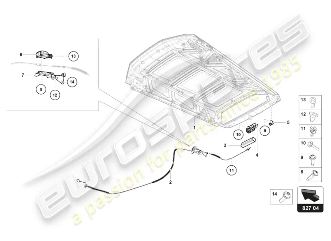 lamborghini sterrato (2024) palanca de liberación diagrama de piezas