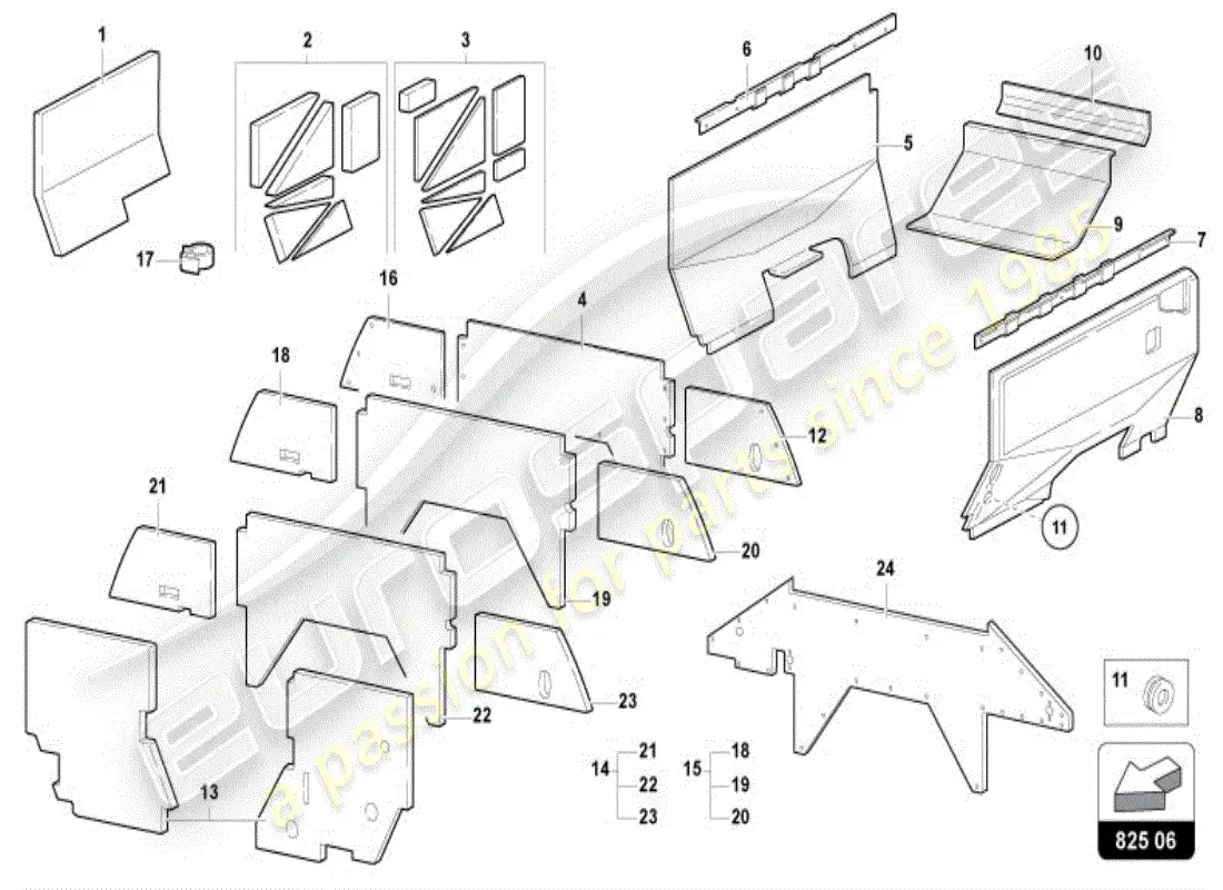 lamborghini diablo vt (1999) aislamiento del motor diagrama de piezas