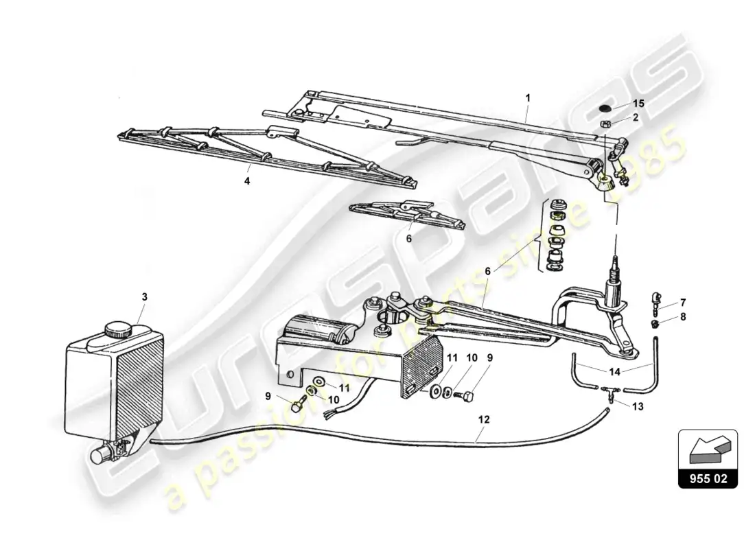 lamborghini countach 25th anniversary (1989) limpiaparabrisas diagrama de piezas