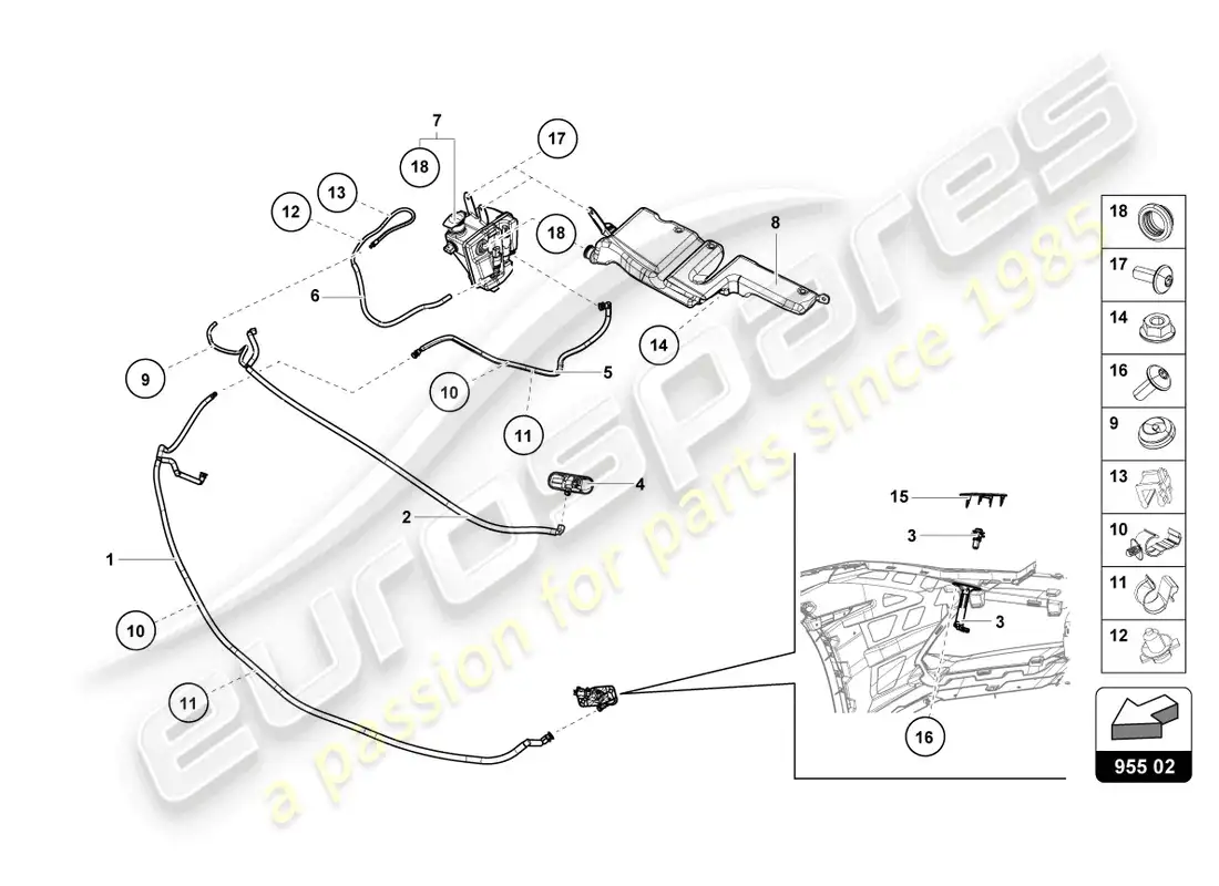 lamborghini evo coupe 2wd (2022) sistema arandela diagrama de piezas