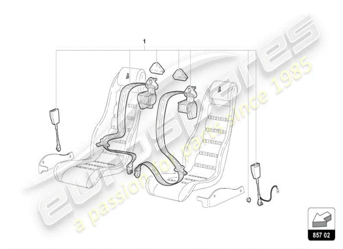lamborghini diablo vt (1995) cinturones de seguridad diagrama de piezas