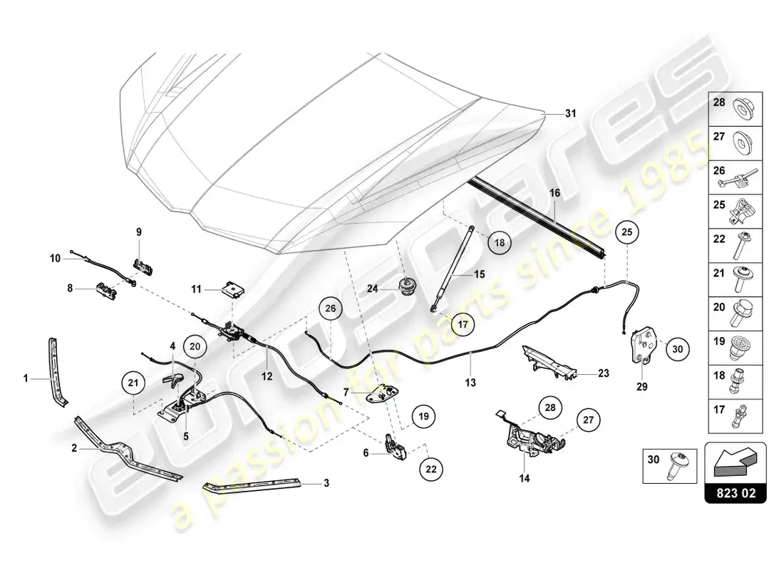 lamborghini urus s (2024) junta para tapa de motor diagrama de piezas