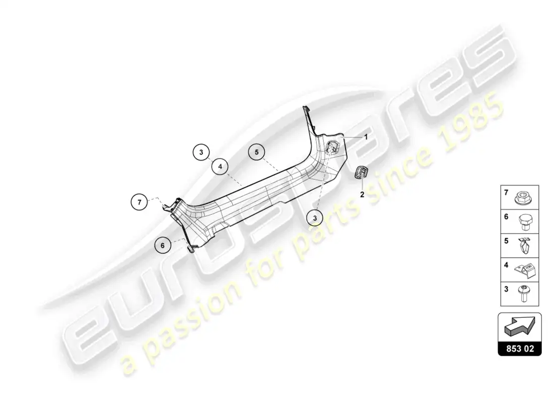 lamborghini evo spyder 2wd (2023) miembro lateral diagrama de piezas