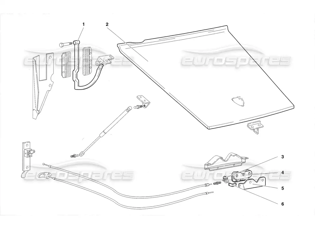 lamborghini diablo sv (1998) capó delantero (válido para gb - noviembre 1998) diagrama de piezas
