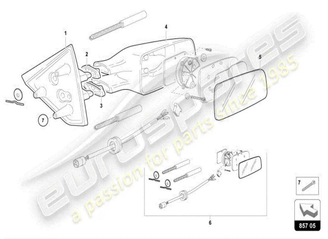 lamborghini diablo vt (1995) espejo exterior diagrama de piezas