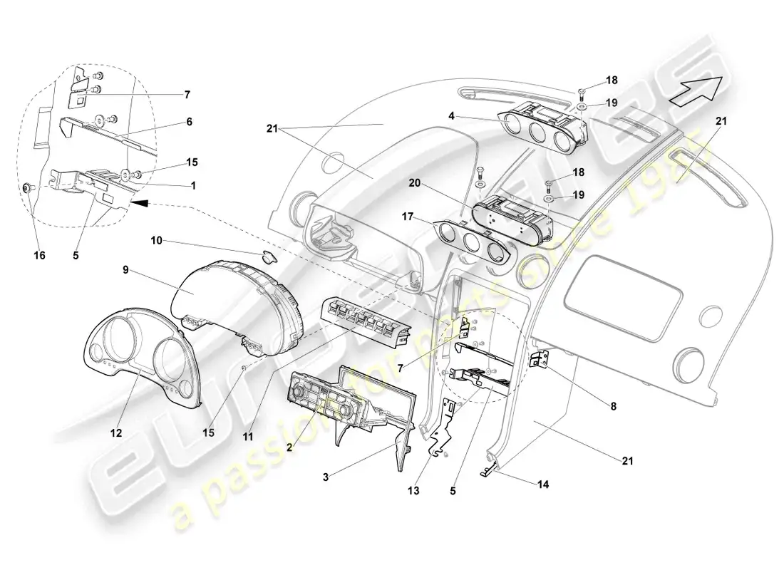 lamborghini gallardo coupe (2006) combi diagrama de piezas