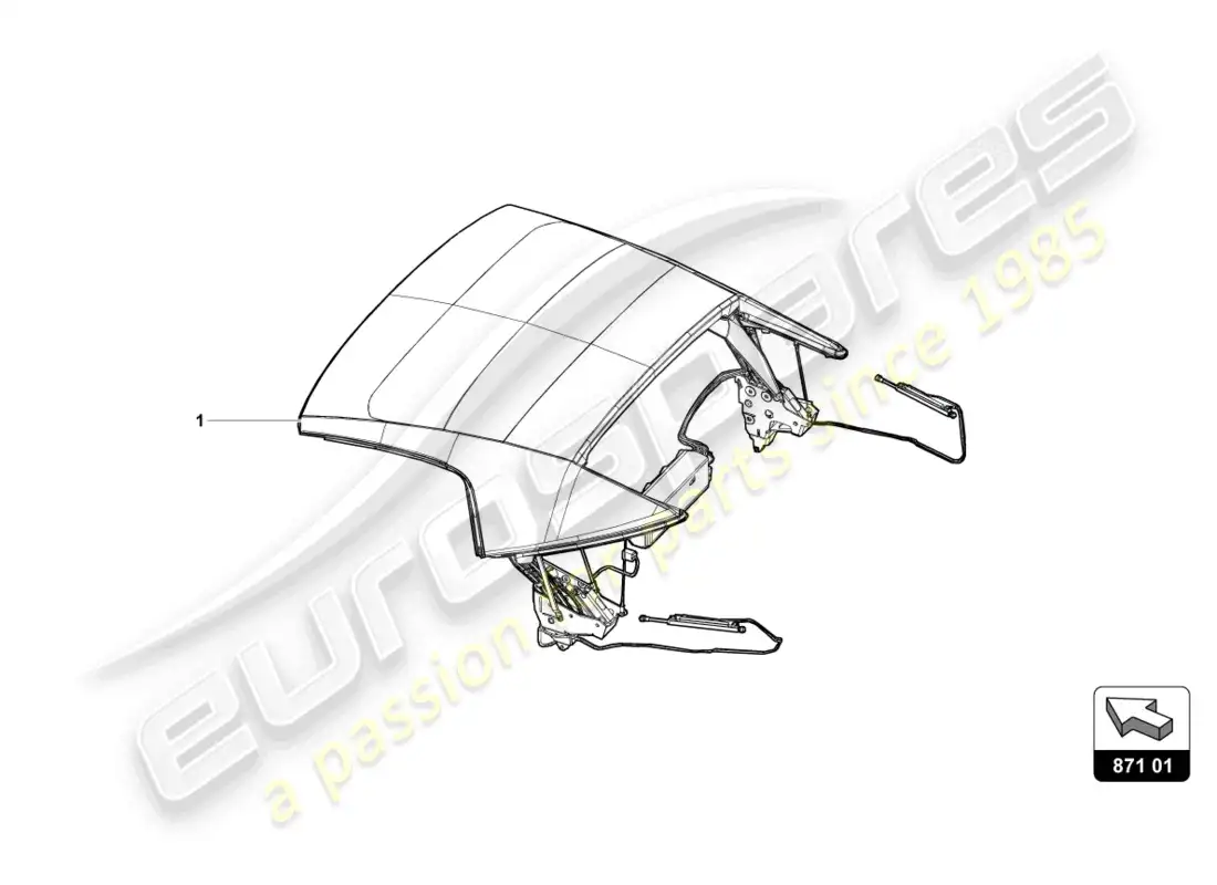 lamborghini evo spyder (2021) techo cabrio diagrama de piezas