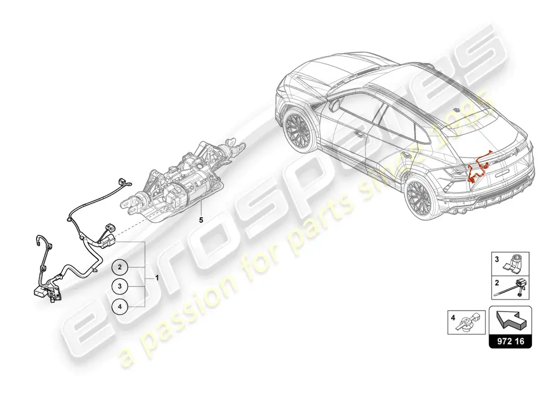 lamborghini urus (2021) telar de cable adaptador diagrama de piezas