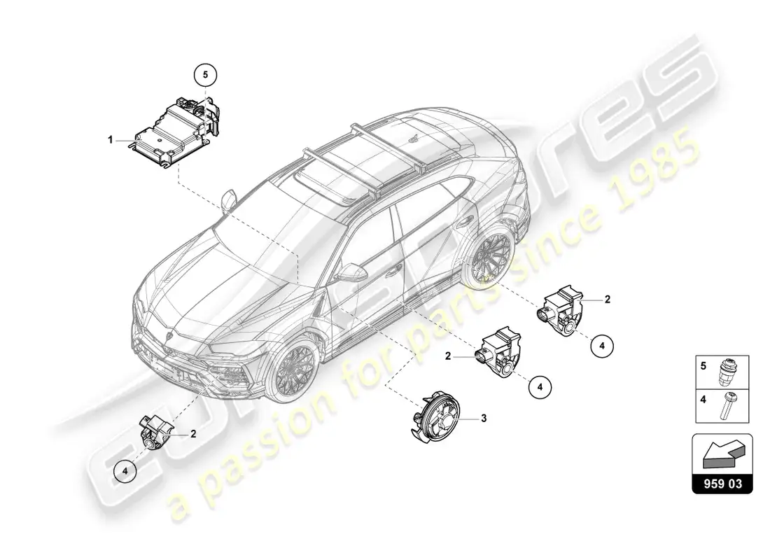 lamborghini urus (2019) unidad de control para airbag diagrama de piezas